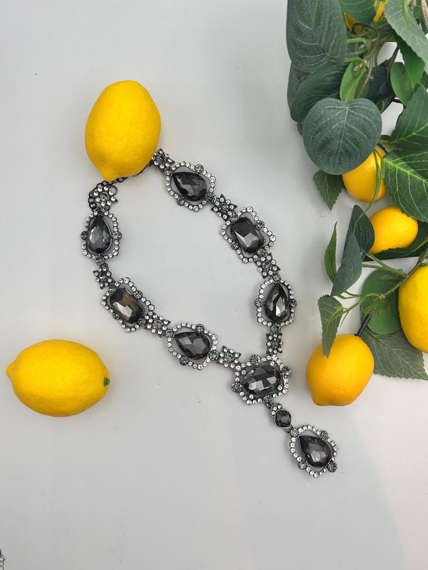 Collana pietre svarovski antracite