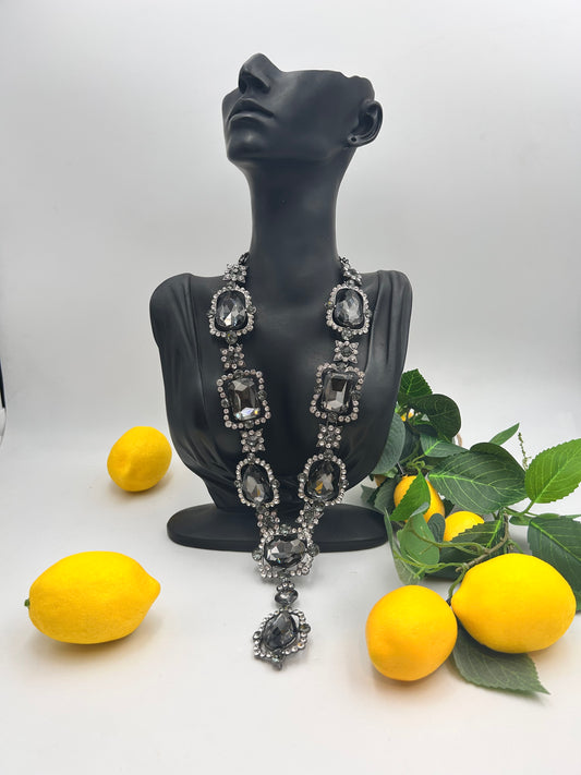 Collana pietre swarovski antracite